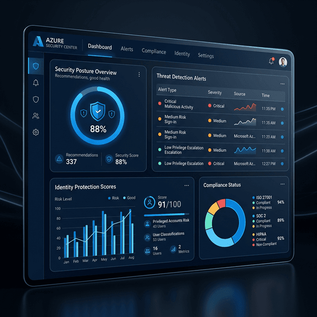 Azure Security Services Dashboard for cloud infrastructure protection
